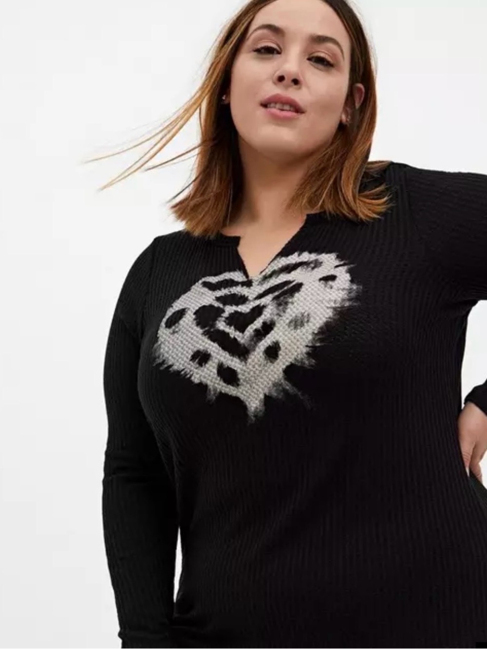 Black Tie Dye Heart Waffle long sleeve shirt